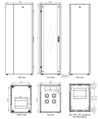 Фото Шкаф напольный 26U 600x800 коммутационный разборной ProLine PL-8-26U-FLAT Hypernet
